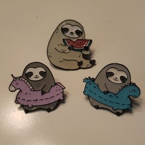 Lot of 3 Sloth Enamel Pin Brooch